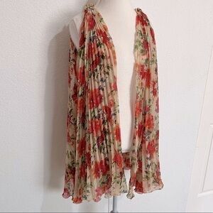 Miss Q Vintage Swim Beach Cover Up  Floral Pleated Sleeveless Rare One Size